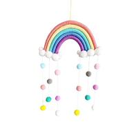 Macrame Arcobaleno Decorazione da appendere a parete Ghirlanda Pom Pom Pallina colorata per camera dei bambini Camera da letto delle ragazze Baby Shower Decorazioni per la scuola materna
