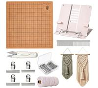 Macrame Board and Pins Kit, Double-Sided Grid Board, Adjustable Stand with | Stylish Craft Tool with Modern Design, Complete DIY Kit for Beginners Adults Jewelry Bracelet Making Plant Hanger Crafting