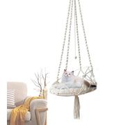 MacRame caat - Boho Hand tejido caat Swing Bed | Hamaca de cama colgante para gatos interiores, cama para mascotas colgantes de algodón para dormir, descansar y escalar, hamaca decorativa para