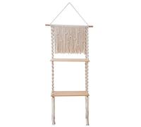 Macrame colgante de pared doble capa flotante estante de almacenamiento de plantas organizador con borlas dormitorio sala de estar macrame pared colgante amplio