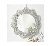 Macrame Fringe Round Mirror Wall Decor for Home Bedroom Living Room