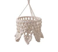 Macrame Lamp Shade - 5.9x5.1in Boho Hand Woven Cotton Rope Decorative Lamp Shade Bohemian Crochet Pendant Lampshade Ceiling Light Floor Lamps Cover For Home Living Room Bedroom