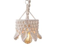 Macrame Lamp Shade - Boho Hand Woven Pendant Cover | Cotton Rope Decorative Lamps Shade For Ceiling Light Floor Lamp | Bohemian Style Hanging Lamps Decor | For Living Room Bedroom Nursery Café