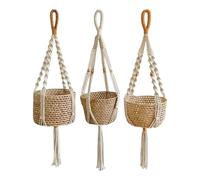 Macrame Plant Hanger - 3 piece Adjustable Length indoor ceiling flower pot hangers set, hand woven from cotton | Plant Hanger | for gardeners decorating kitchen home office balcony bedroom and porch