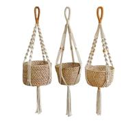 Macrame Plant Hanger - 39-Inch 3-Piece Cotton Rope Planter Holder, Bohemian Woven Flower Pot Cradle, Tassel Decor Net | Ceiling Wall Hanging Basket For Gardeners Kitchen Home Office Balcony Living Roo