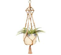 Macrame Plant Hanger Indoor - 35" Hand-Woven Cotton Hanging Plant Holder with 4-Leg Stability, Boho Home Decor Rope Basket for 4-10 Inch Pots, Heavy-Duty Wall & Ceiling Planter |