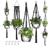Macrame Plant Pot Hangers - 5 Pieces Bohemia Woven Anti-Slip | Indoor Plant Pots Holder Hanger | for Shelf Rod Balcony Railing Bedroom Succulents Potho Ivy Flowers