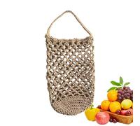 Macrame Produce Hammock - Vertical Storage System, Handcrafted Vegetable Carrier with Airflow Design, Farmhouse Display Accent, Stylish Food Organizer, Fiber Sling for Extended Food Freshness