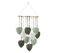 Macrame Wall Decor - Natural Cotton, Colorful Leaves Tassels With Wood Beads, Woven Cotton Ornaments, Boho Tapestry String Art, 30 Inch Length | Living Room, Home Decor, Apartment, Bedroom, Nursery, E