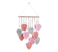 Macrame Wall Decor - Natural Cotton, Colorful Leaves Tassels With Wood Beads, Woven Cotton Ornaments, Boho Tapestry String Art, 30 Inch Length | Living Room, Home Decor, Apartment, Bedroom, Nursery, E