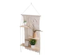MacRame Wall Hanging Stfel - Tassel Woven estantes | Estantes colgantes de pared boho | 3 niveles MacRame Rack Tapestry bohemio | Estante de almacenamiento decorativo | Estantes flotantes de c