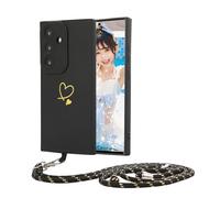 MacroHu 1x Funda con Cuerda para Samsung Galaxy A55 5G Funda con Cordón TPU Funda Silicona Carcasa con Correa Ajustable Funda Collar Correa Cuello Carcasa Funda con Cadena Protectora Case-Negro
