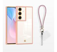 MacroHu 1x Funda con Cuerda para Samsung Galaxy A55 5G Funda con Cordón TPU Silicona Funda Transparente Carcasa con Correa Funda con Cadena Carcasa Antigolpes Funda con Pulsera Protectora Case-Rosa