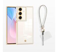 MacroHu 1x Funda con Cuerda para Samsung Galaxy A55 5G Funda con Cordón TPU Silicona Funda Transparente Carcasa con Correa Funda con Cadena Carcasa Antigolpes Funda con Pulsera Protectora Case-Blanco