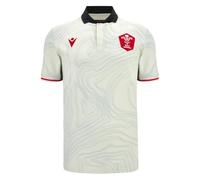 Macron Camiseta de rugby de Gales para hombre, 2025, Blanco / Negro / Rojo, M