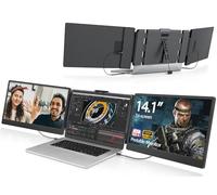 Macsecor Monitor portátil triple para laptop, 14.1 pulgadas, 1080P FHD, extensor de pantalla dual USB C HDMI, extensor de monitor para laptop de 13 a 17.3 pulgadas, compatible con