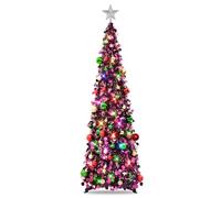 MACTING - Árbol de Navidad nevado Plegable de 1,5 m con Soporte, costero, para Decoraciones navideña, exhibición del hogar, decoración de Oficina (Morado)