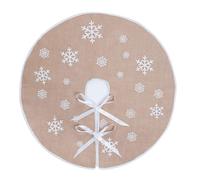 MACTING Countryside Burlap Tree Skirt Christmas White Snowflake Printed Xmas New Year Holiday Decorations Indoor Outdoor (Khaki 48"""")