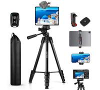 MACTREM Trípode Cámara Móvil Tablet 170cm/67 Mando a Distancia Inalámbrico | Para Móvil Tablet Samsung Huawei, Cámaras GoPro Nikon Sony DSLR, Video, Selfie, YouTube, TikTok, Vlogging, Cabeza 360°