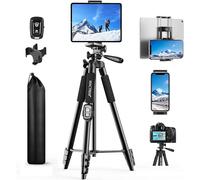 MACTREM Trípode Móvil/Tablet 165cm/65, Aluminio Ligero, Portátil, Remoto | Extensible, Estable, 360°, Para iPhone, iPad, Samsung, Xiaomi, GoPro, Nikon, Sony, Cámara, Bolsa, Viaje, Vlog, TikTok, Selfie