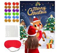 MACULPER Juegos de Navidad Juegos de Navidad para niños Juego de Navidad Pin The Nose on The Reindeer Navidad Juegos Fiesta de Navidad Juego para las vacaciones, Actividades en el aula de la escuela