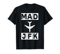 Mad a JFK Ruta de avión Madrid Nueva York Camiseta