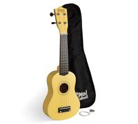Mad About SU8 - Ukelele soprano - Amarillo suave con bolsa de concierto, púa y cuerdas de repuesto - Ideal para escuelas y principiantes, incluye cuerdas negras de carbono para mejorar la afinación