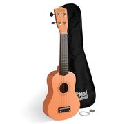 Mad About SU8 Ukelele soprano - Melocotón pastel con bolsa de concierto, púa y cuerdas de repuesto - Ideal para escuelas y principiantes, incluye cuerdas negras carbón para mejorar la afinación