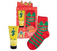 MAD Beauty Warner Bros Elf Movie - Juego de calcetines y cuidado de pies, loción perfumada Swirly Gum Drop, hidrata, revitaliza, relaja, relaja, relaja, calcetines festivos, regalo