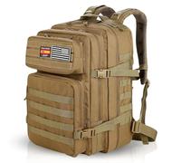 MAD DOGS Mochila Táctica Militar 45L Impermeable con Sistema Molle, Resistente y Multifuncional para Supervivencia, Senderismo, Caza, Airsoft, Trekking, Acampada, Hombre y Mujer (KHAKI)