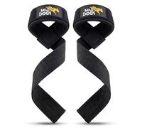 MAD DOGS Straps Gym Agarraderas Levantamiento Pesas Gimnasio 100% Algodón (No Resbala) Correas Peso Muerto Acolchado Neopreno Ajuste Universal Cintas Barra Dominadas Crossfit Powerlifting (Negro)