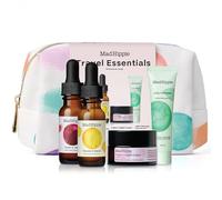 Mad Hippie Productos esenciales de viaje: suero de vitamina C, crema de noche triple C, suero Super A + limpiador de gel en una bolsa de cosméticos 100% reciclada, libre de crueldad animal.