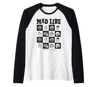 Mad Libs Black and White Character Grid Art Camiseta Manga Raglan