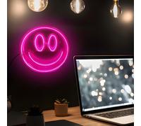 Mad Monkey Lámpara Smiley, Letrero de neón, decoración de Sala de Juegos, decoración de Pared, conexión con Cable USB