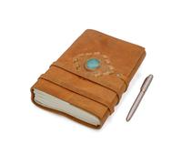 MAD MUNKEE Diario de cuero de 4 x 6 pulgadas, diseño de piedra, cuaderno de escritura vintage para mujeres y hombres, diario de cuero hecho a mano, cuaderno de bocetos de viaje, regalo para escritores
