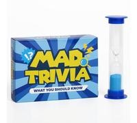 MAD TRIVIA Juego de trivia con temporizador de arena sobre las cosas que debes saber. Divertida tarjeta de preguntas y preguntas de ritmo rápido y juego de mesa con más de 200 preguntas, juego de
