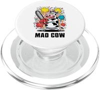 MAD VACA Vaca lleva una motosierra. Caos Funny Chainsaw Crazy PopSockets PopGrip para MagSafe