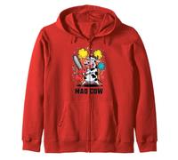MAD VACA Vaca lleva una motosierra. Caos Funny Chainsaw Crazy Sudadera con Capucha