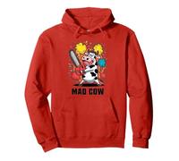 MAD VACA Vaca lleva una motosierra. Caos Funny Chainsaw Crazy Sudadera con Capucha