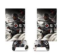 MaD Vision® Extra-Durable Skin Set para PS5 Digital Slim + 5 pares de Aiming Rings | Película adhesiva de vinilo mate para PlayStation 5 + 2 mandos - para Ghost of Tsushima