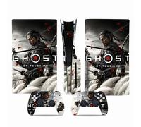 MaD Vision® Extra-Durable Skin Set para PS5 Disc Slim + 5 pares de Aiming Rings | Película adhesiva de vinilo mate para PlayStation 5 + 2 mandos - para Ghost of Tsushima