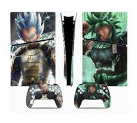 MaD Vision® Kit de skins extra duradero para PlayStation (PS5) Slim Digital | Juego de pegatinas de vinilo mate para consola + 2 mandos - Anime|Dragon|Vegeta|Broly Design