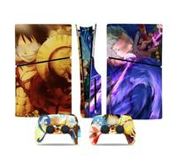 MaD Vision® Kit de skins extra duradero para PlayStation (PS5) Slim Disc y Slim Digital | Juego de pegatinas de vinilo mate para consola + 2 mandos - Anime|OP|Luffy|Zoro|Nami Manga Design