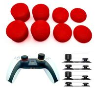 MaD Vision® Set de 4 Pares (8 piezas) de Thumb Grips Ergonómicos para Controles compatibles con PS5|PS4|Xbox Series X-S/One|Nintendo Switch Pro. Diferentes Alturas y Texturas [14/8/6 mm] - Rojo