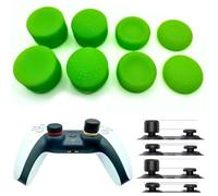 MaD Vision® Set de 4 Pares (8 piezas) de Thumb Grips Ergonómicos para Controles compatibles con PS5|PS4|Xbox Series X-S/One|Nintendo Switch Pro. Diferentes Alturas y Texturas [14/8/6 mm] - Verde