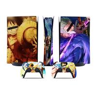 MaD Vision® Set de Skin Extra-Duraderas en Vinilo para PS5 Digital + 5 Pares de Aiming Rings|Kit Adhesivo y Resistente a los Arañazos para PlayStation 5 + 2 Controllers - para One-Piece Manga