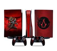 MaD Vision® Set de Skin Extra-Duraderas en Vinilo para PS5 Disc + 10 Aiming Rings|Kit Adhesivo y Resistente a los Arañazos para PlayStation 5 + 2 Controllers - para Assassin'S Creed Shadows Diseño