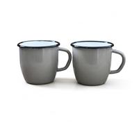 Madacha 2 tazas de metal esmaltado cónico, color gris, 250 ml