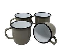 Madacha 4 tazas de metal esmaltado cónico, color gris - 250 ml