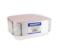 MADALO Bandejas de Aluminio Macopack formato Rectangular 318x215x75mm 2200cc con TAPAS, 25 unidades